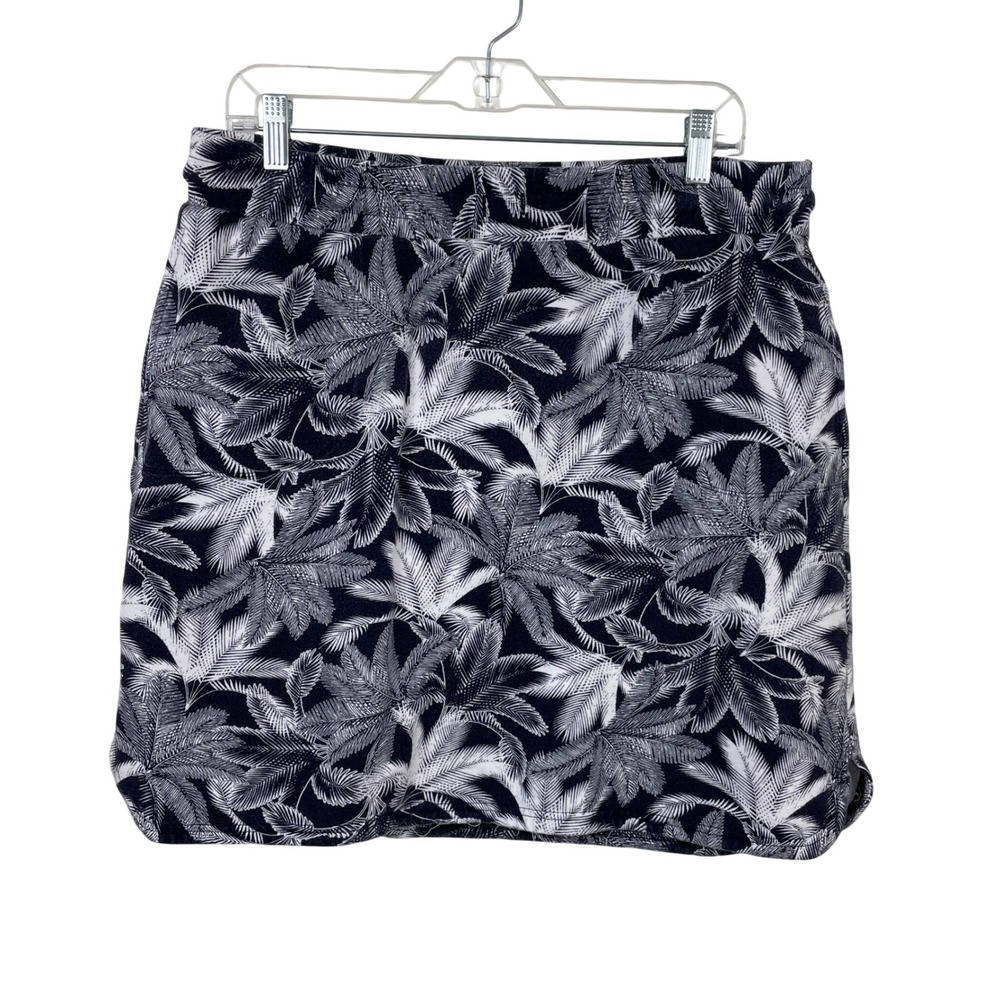 Talbots Womens Large Navy White Palm Leaf Tropical Skirt